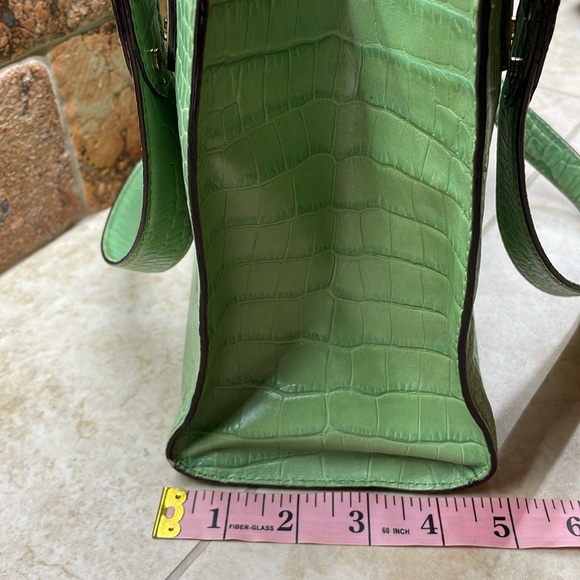Kate Spade New York Shoulder Bag Hand Purse Green Gold Hardware Croc Embossed - Picture 10 of 15